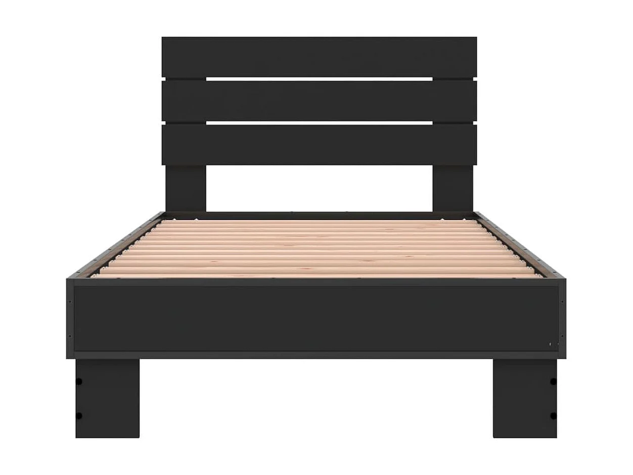 Cama 75x190 cm derivados de madeira e metal preto PT923855