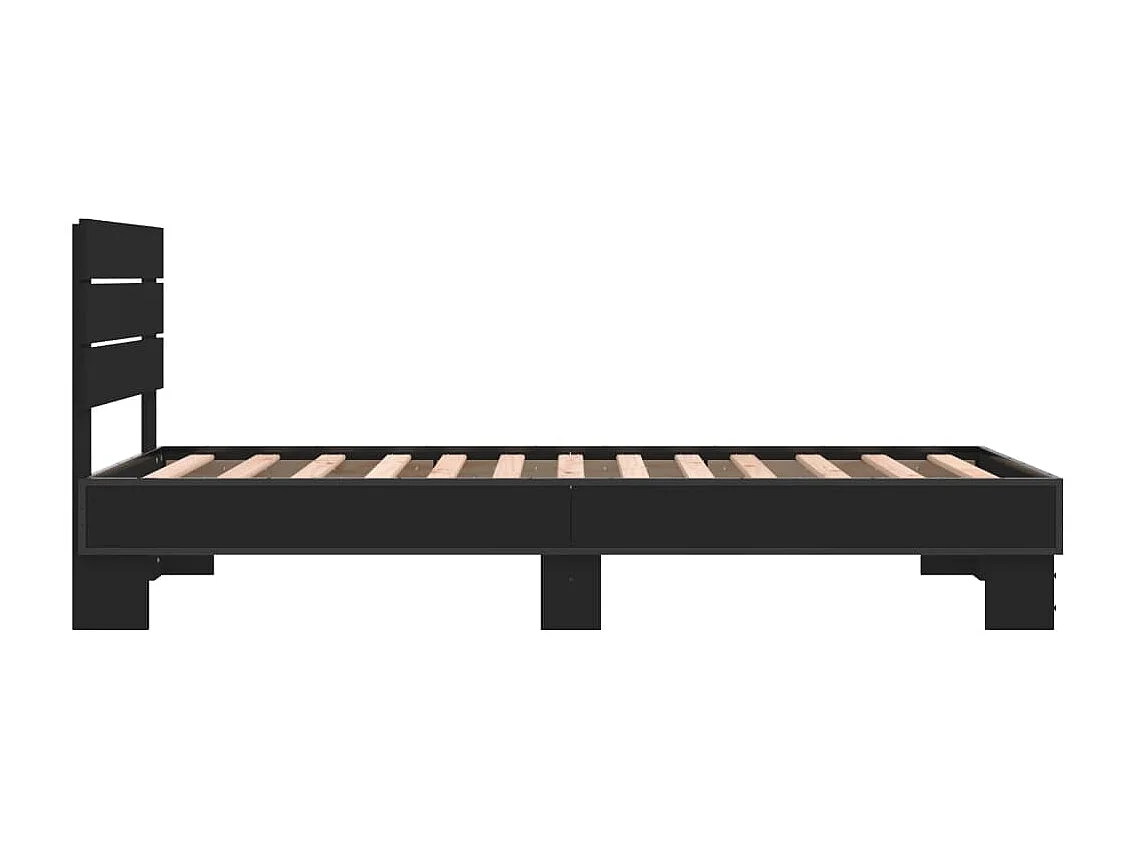 Cama 75x190 cm derivados de madeira e metal preto PT923855
