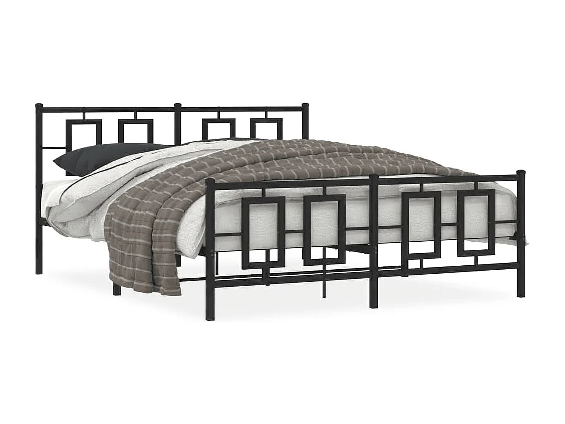 Cama com cabeceira e pés 160x200 cm metal preto PT493857