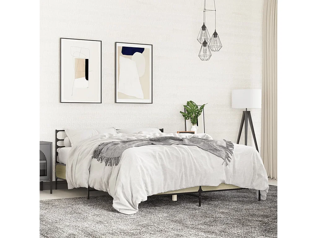 Lit double chêne sonoma 150x200 cm bois d'ingénierie et métal FR49396