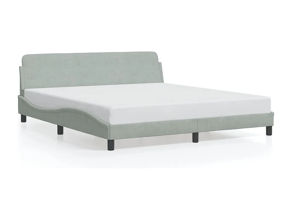 Lit double + tête de lit Gris clair 180x200 cm Velours FR23564