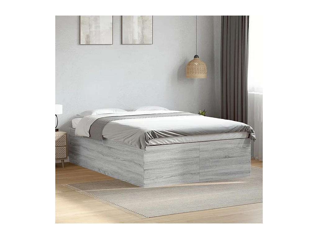 Lit double sonoma gris 120x200 cm bois d'ingénierie FR38918