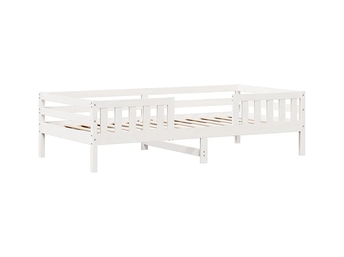 Lit simple Blanc 90x190 cm Bois de pin massif FR93835