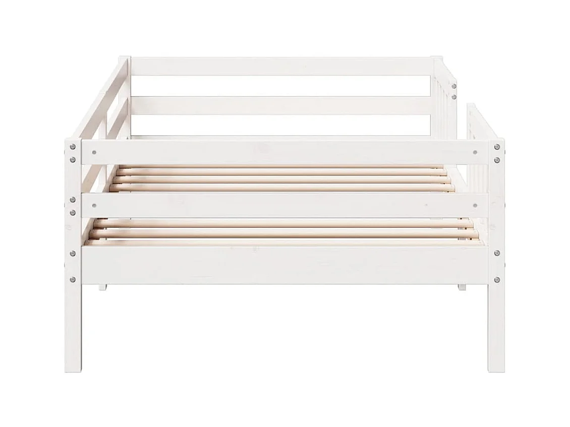Lit simple Blanc 90x190 cm Bois de pin massif FR93835