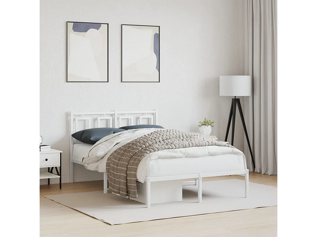 Cama com cabeceira 120x200 cm metal branco PT471049