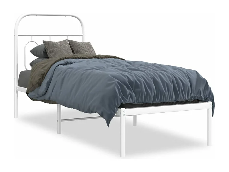 Bedframe met hoofdbord metaal wit 75 x 190 cm BE364105