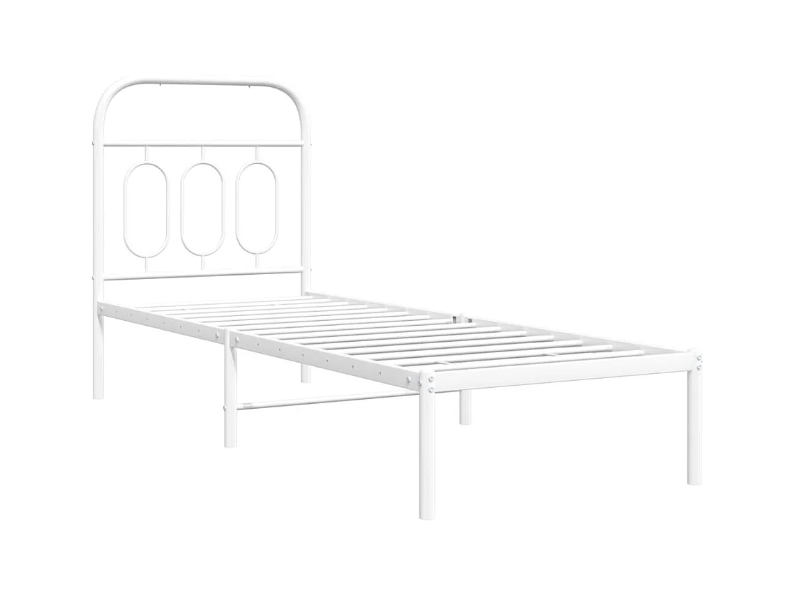 Lit simple métal + tête de lit blanc 75x190 cm FR14251