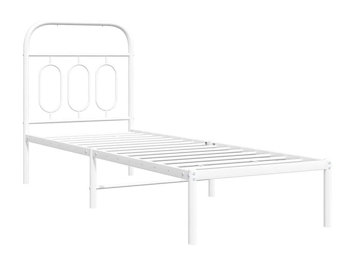 Lit simple métal + tête de lit blanc 75x190 cm FR14251