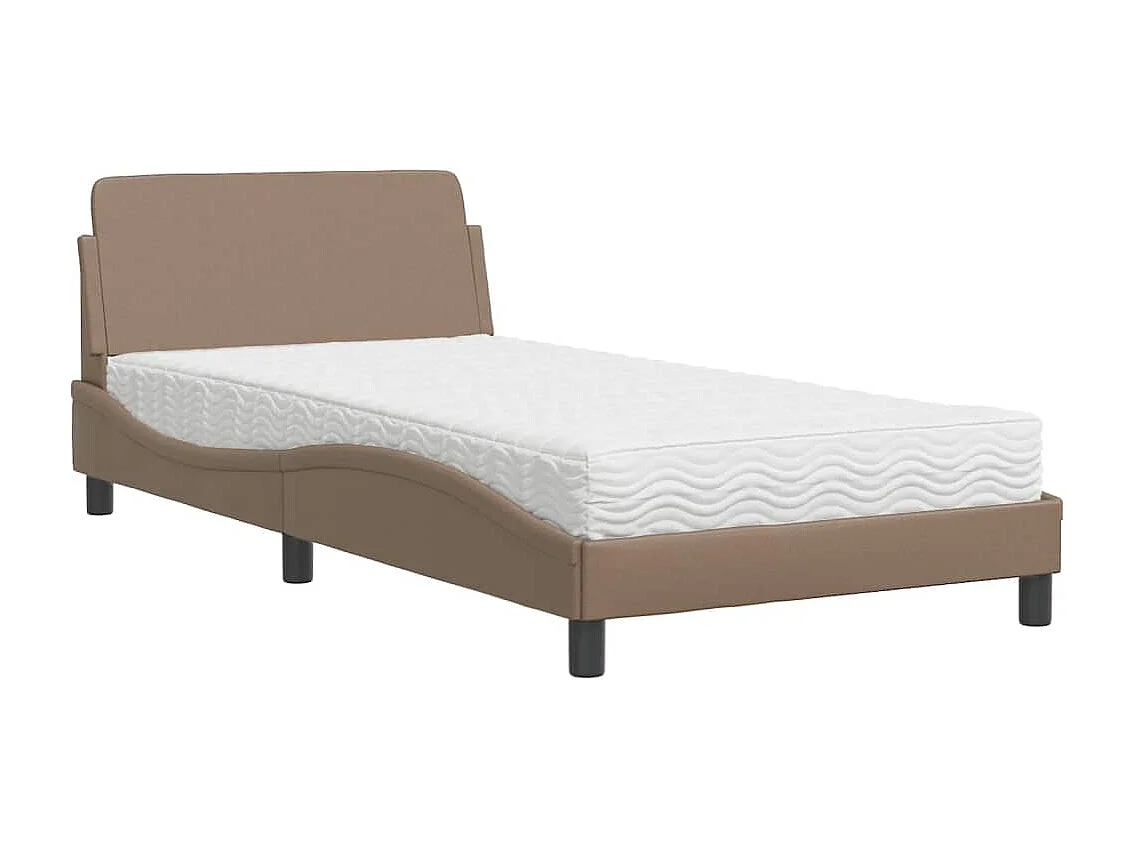 Cama 100x200 cm con colchón cuero sintético capuchino ES561729