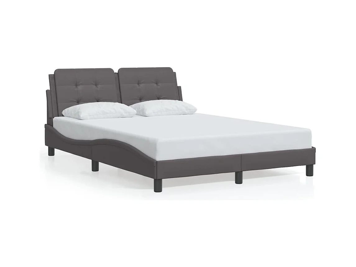 Cama matrimonial- 120x200cm con cabecero cuero sintético gris ES172218