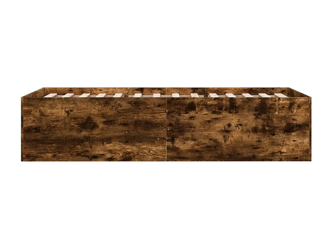 Lit simple chêne fumé 75x190 cm bois d'ingénierie FR42835