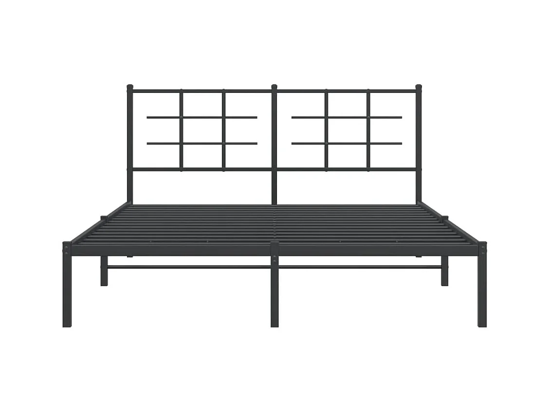 Lit double métal + tête de lit noir 160x200 cm FR16694