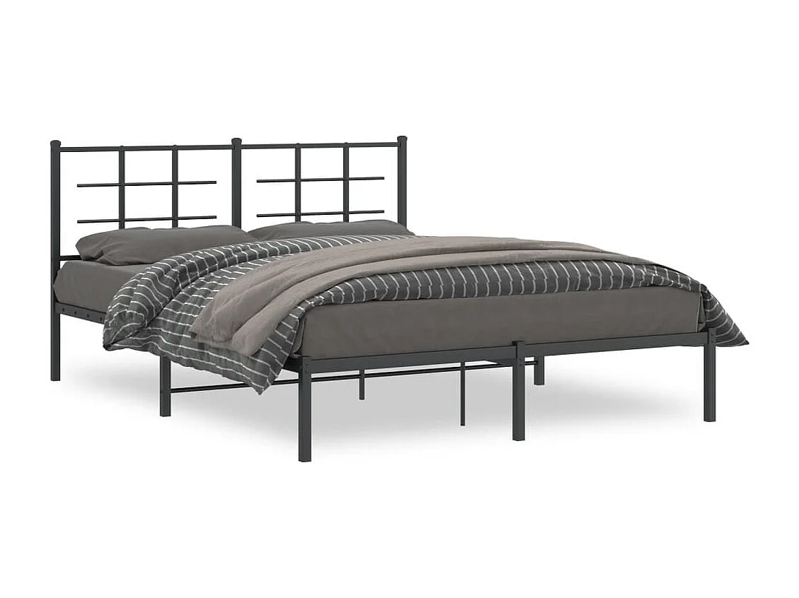 Cama matrimonial- 160x200 cm con cabecero metal negro ES325095