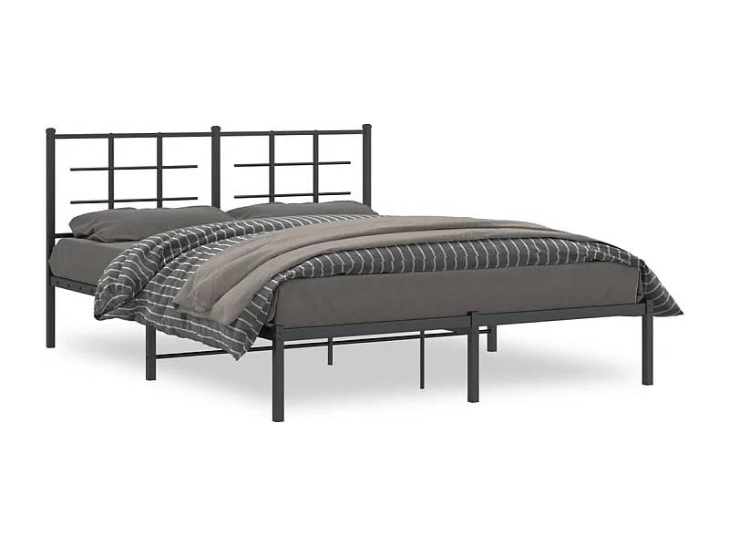Cama matrimonial- 160x200 cm con cabecero metal negro ES325095
