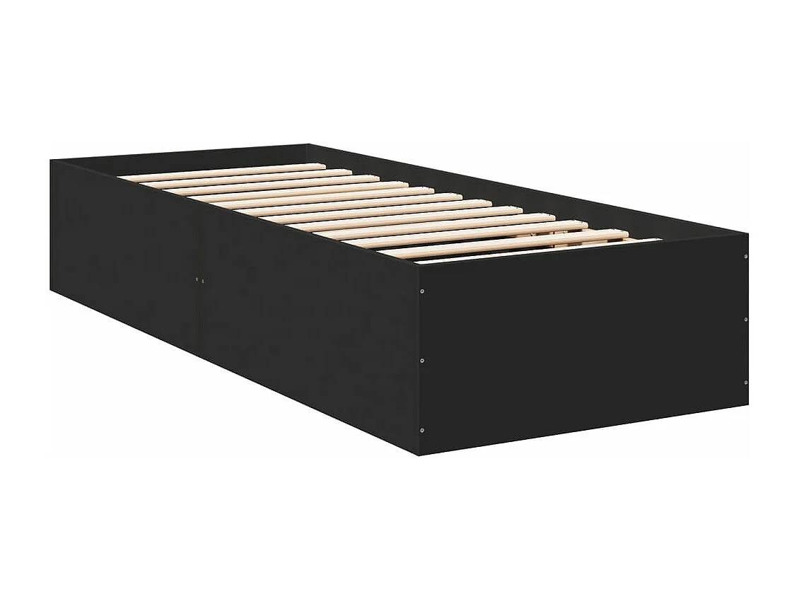 Lit simple noir 90x190 cm bois d'ingénierie FR81866