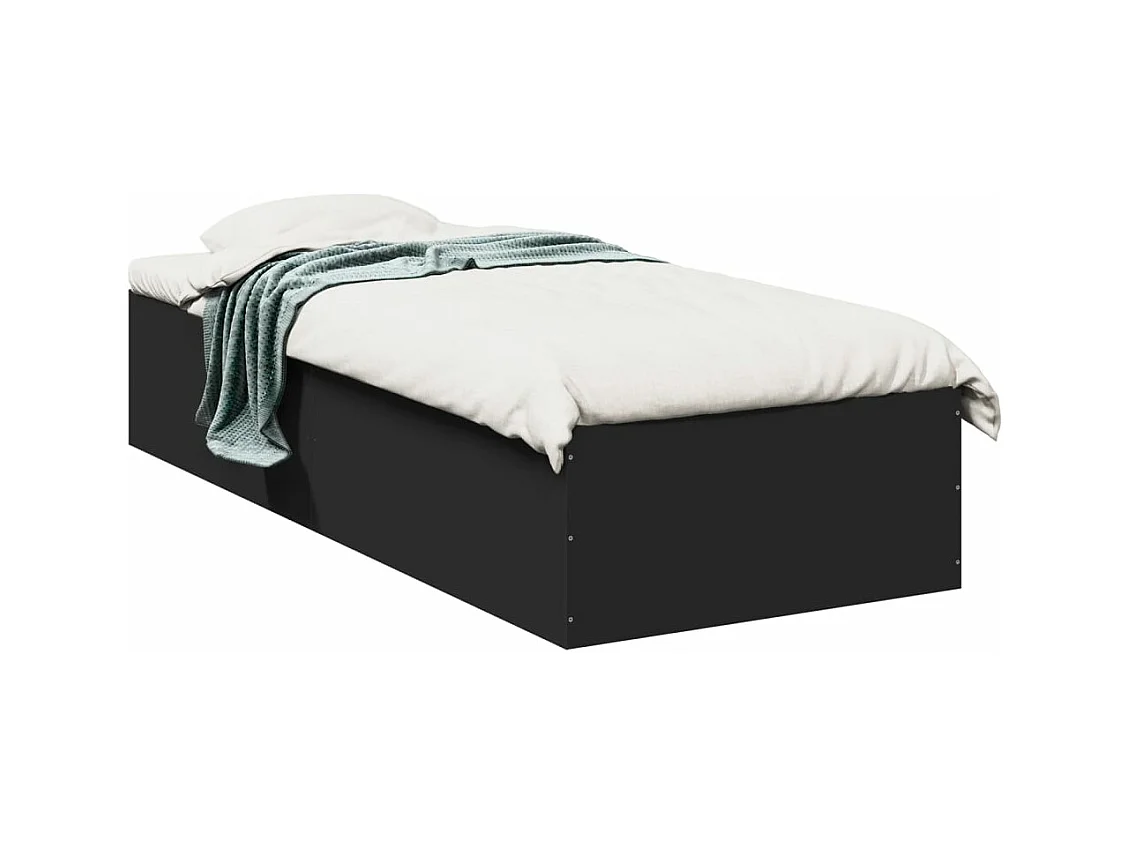 Bedframe bewerkt hout zwart 90x190 cm BE171158