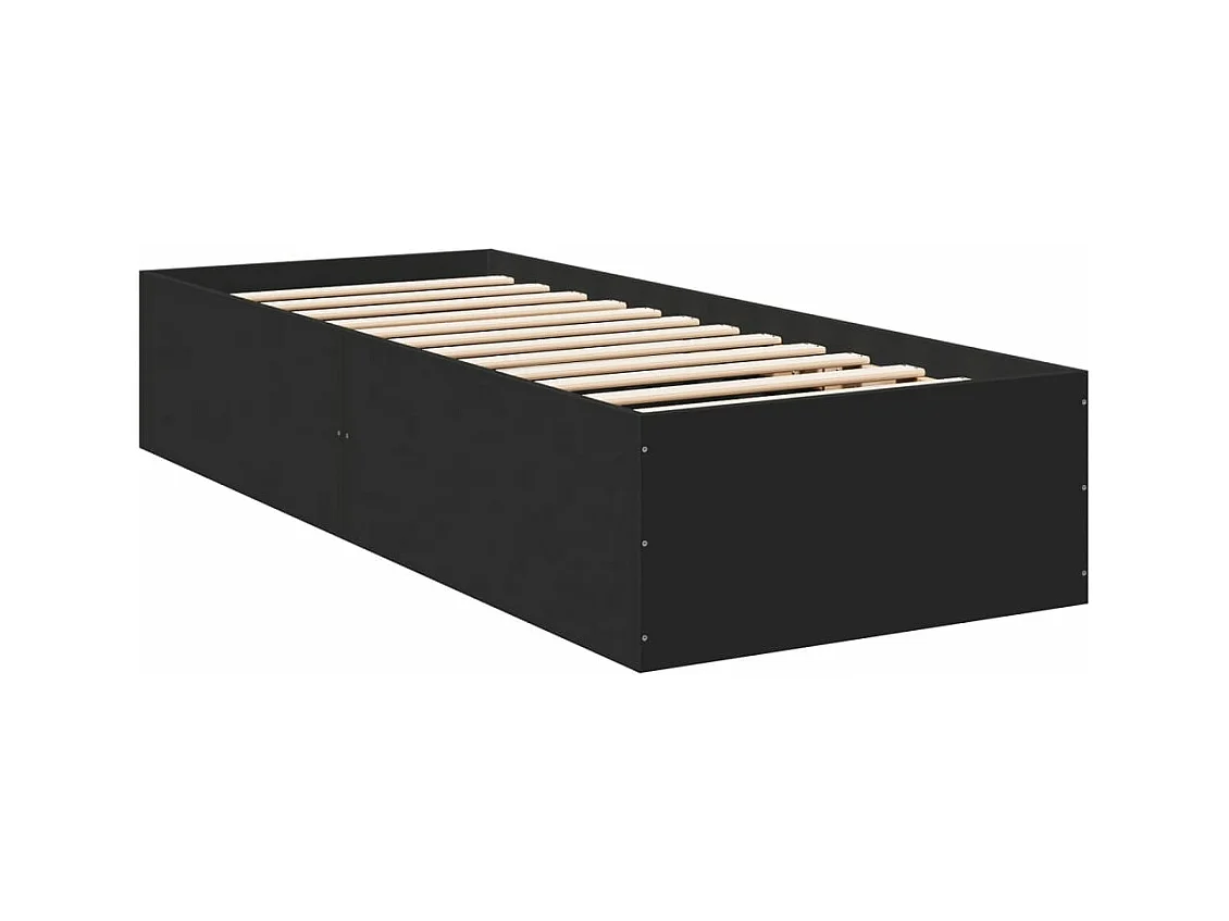 Bedframe bewerkt hout zwart 90x190 cm BE171158