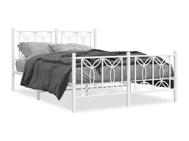 Cama com cabeceira e pés 140x190 cm metal branco PT614162