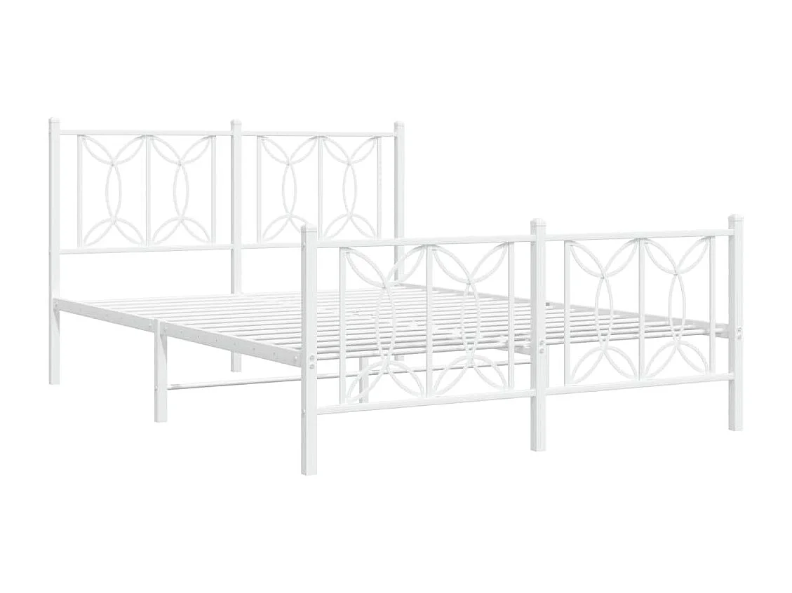 Cama com cabeceira e pés 140x190 cm metal branco PT614162