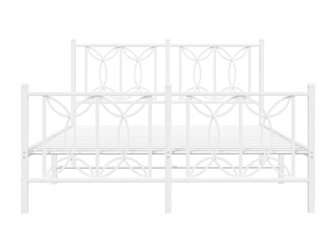 Cama com cabeceira e pés 140x190 cm metal branco PT614162