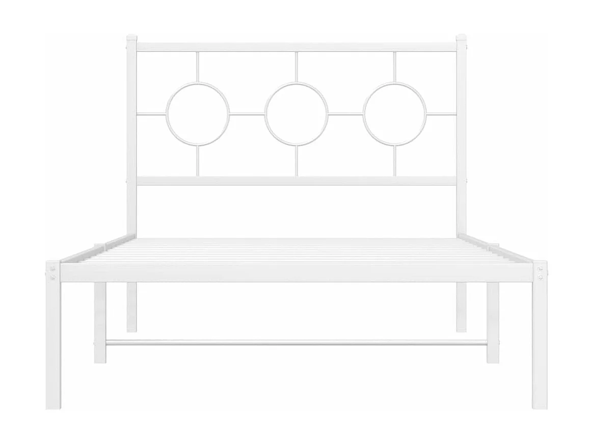 Lit simple métal + tête de lit blanc 100x190 cm FR63650