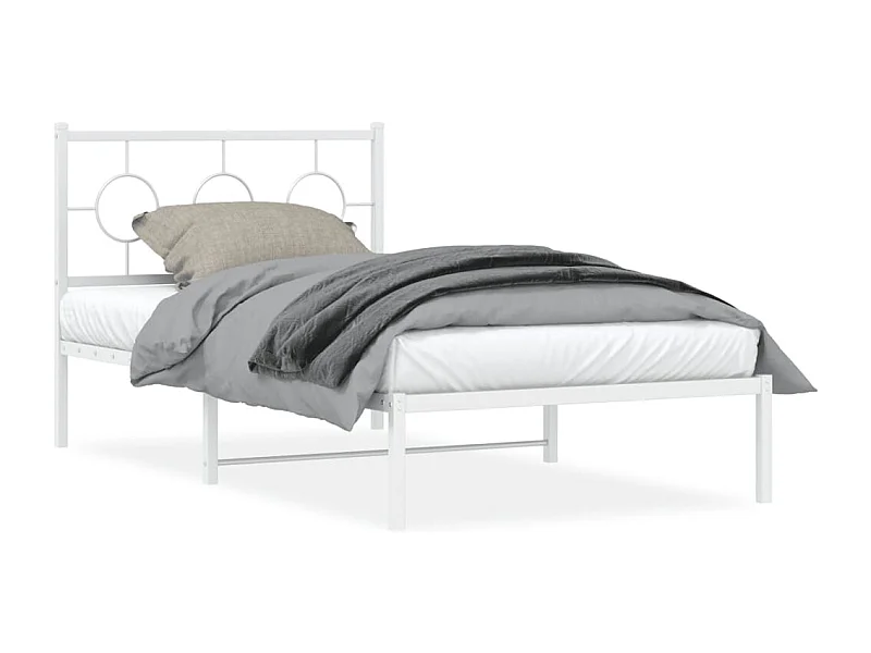 Bedframe met hoofdbord metaal wit 100x190 cm BE135562