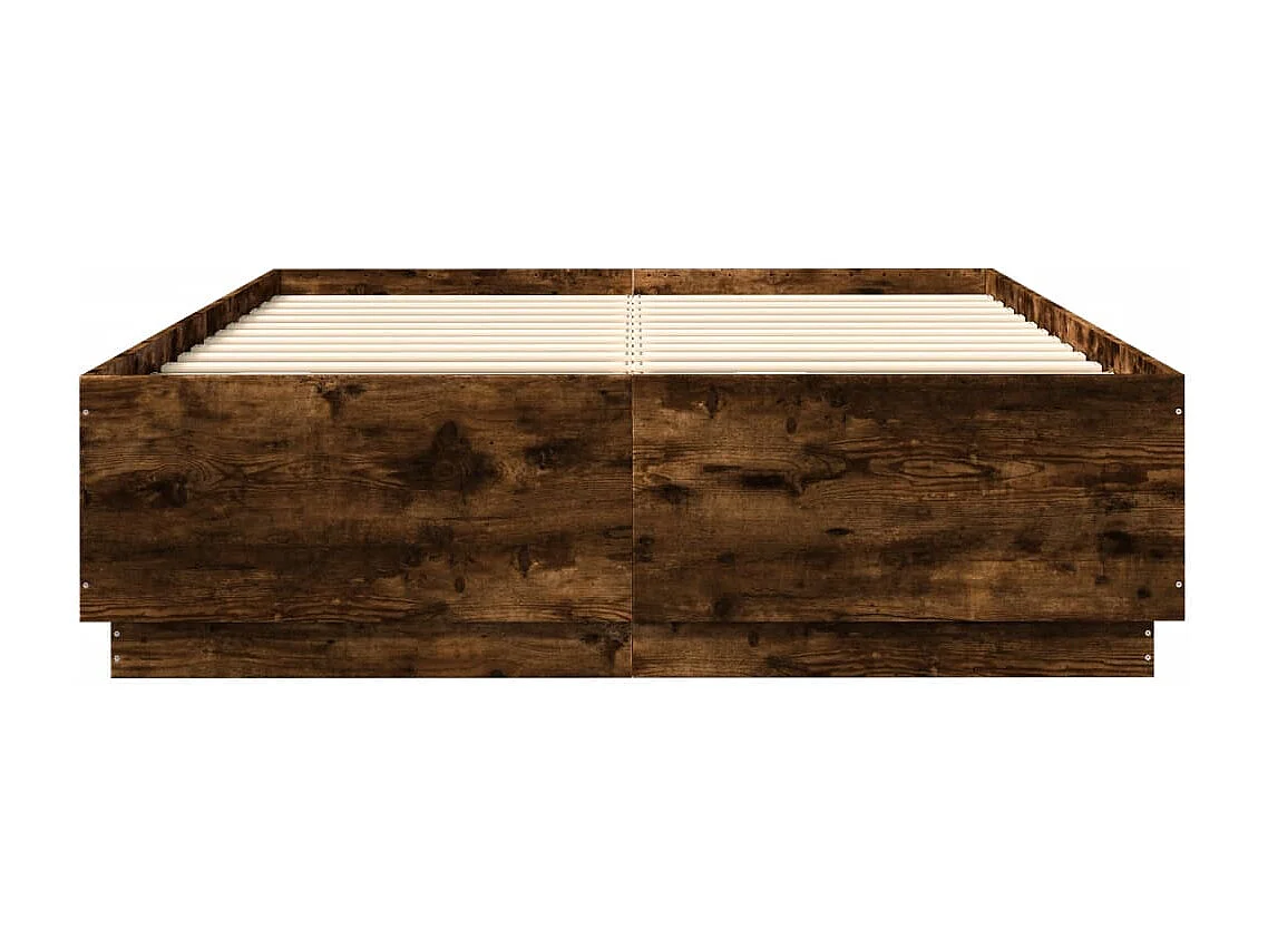 Lit double chêne fumé 150x200 cm bois d'ingénierie FR14366