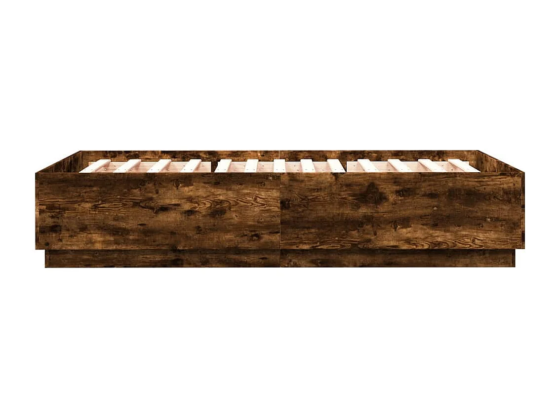 Lit double chêne fumé 150x200 cm bois d'ingénierie FR14366