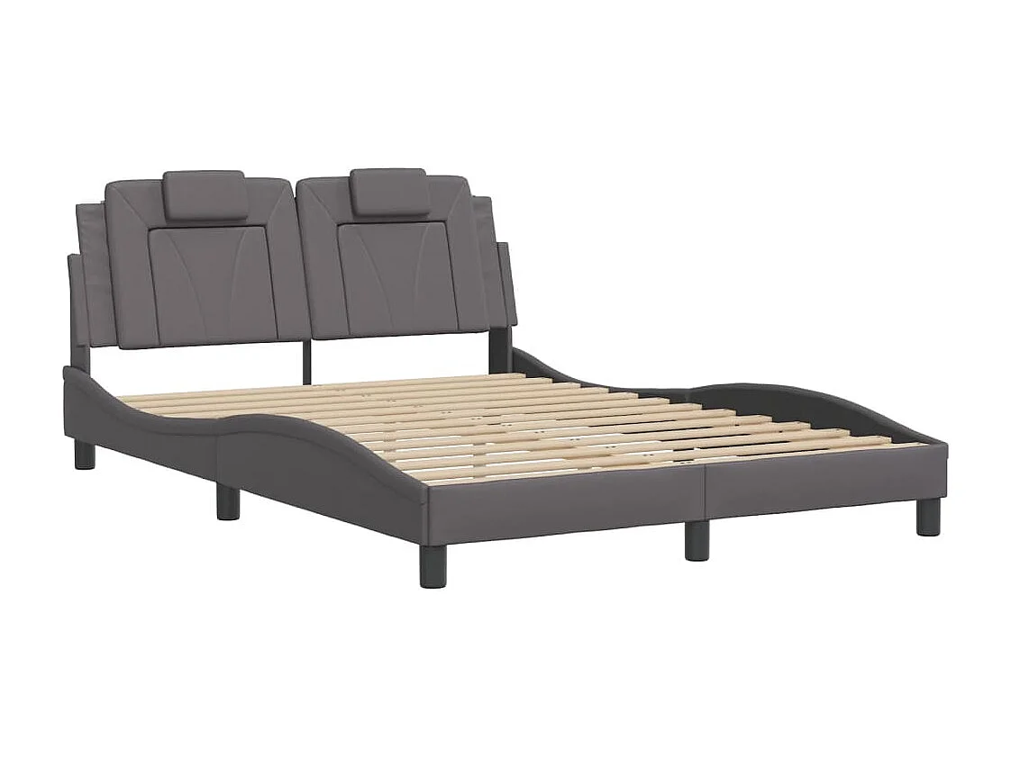 Lit double avec lumières LED gris 140x190 cm similicuir FR79121