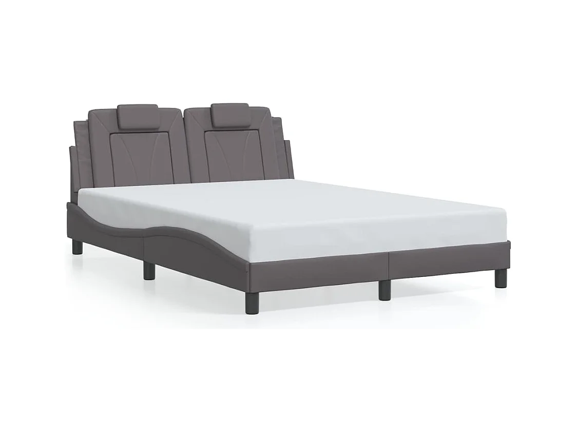 Lit double avec lumières LED gris 140x190 cm similicuir FR79121