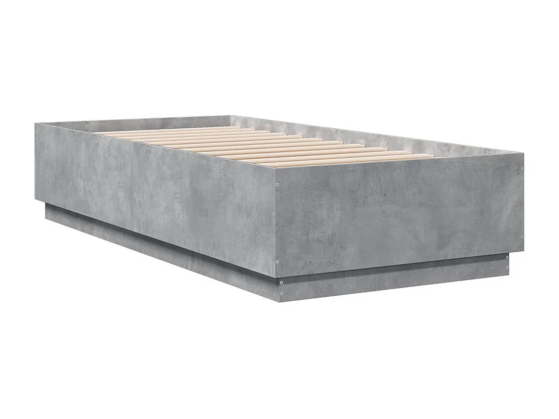 Lit simple gris béton 90x200 cm bois d'ingénierie FR50583