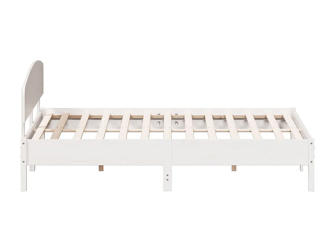 Lit double et tête de lit blanc 200x200 cm bois de pin massif FR88278