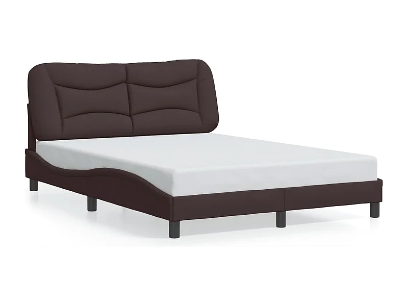 Bedframe met hoofdbord stof donkerbruin 140x200 cm BE258078