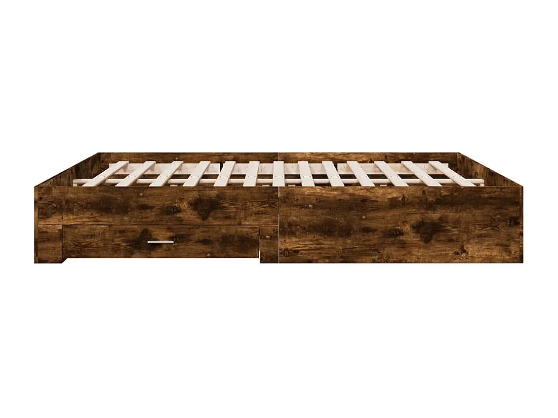 Lit double à tiroirs chêne fumé 180x200 cm bois d'ingénierie FR32569
