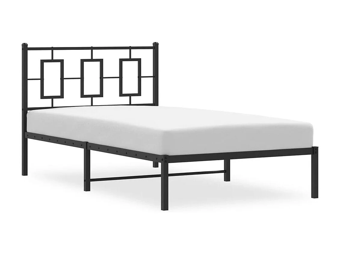 Lit simple métal + tête de lit noir 100x200 cm FR28536