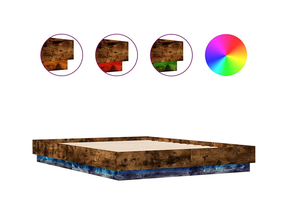 Cama com luzes LED 120x190 cm carvalho fumado PT696869