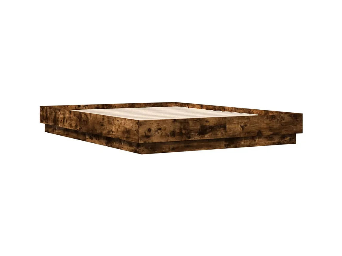 Lit double avec lumières LED chêne fumé 120x190 cm FR15178