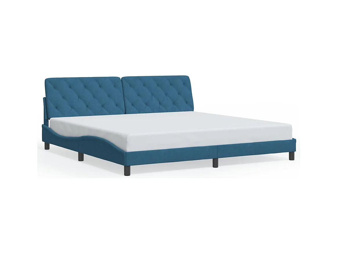 Lit double + tête de lit bleu 200x200 cm velours FR62686