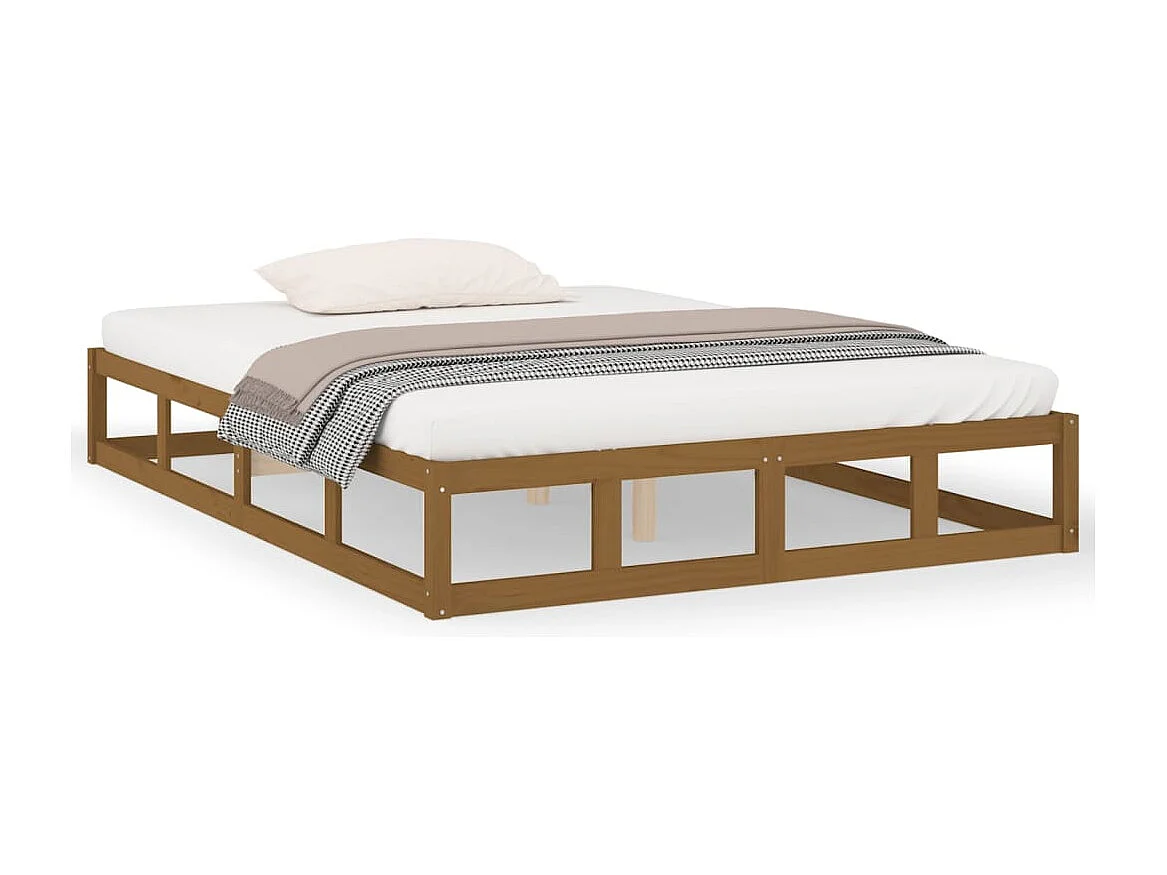 Cama matrimonial- 150x200 cm de madera maciza marrón miel ES593363