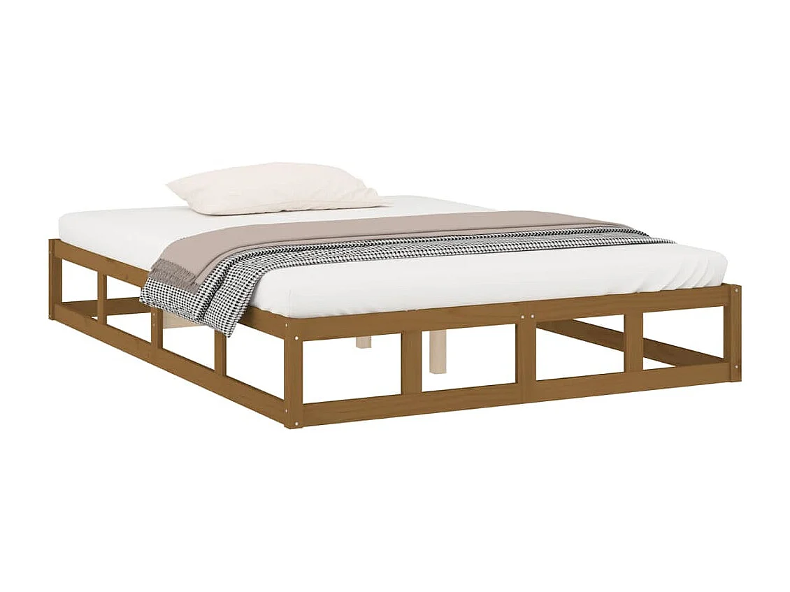 Cama matrimonial- 150x200 cm de madera maciza marrón miel ES593363