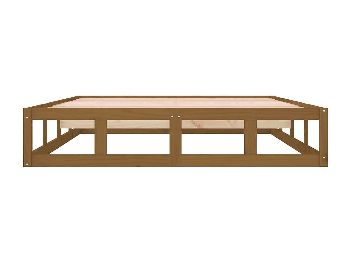 Cama matrimonial- 150x200 cm de madera maciza marrón miel ES593363