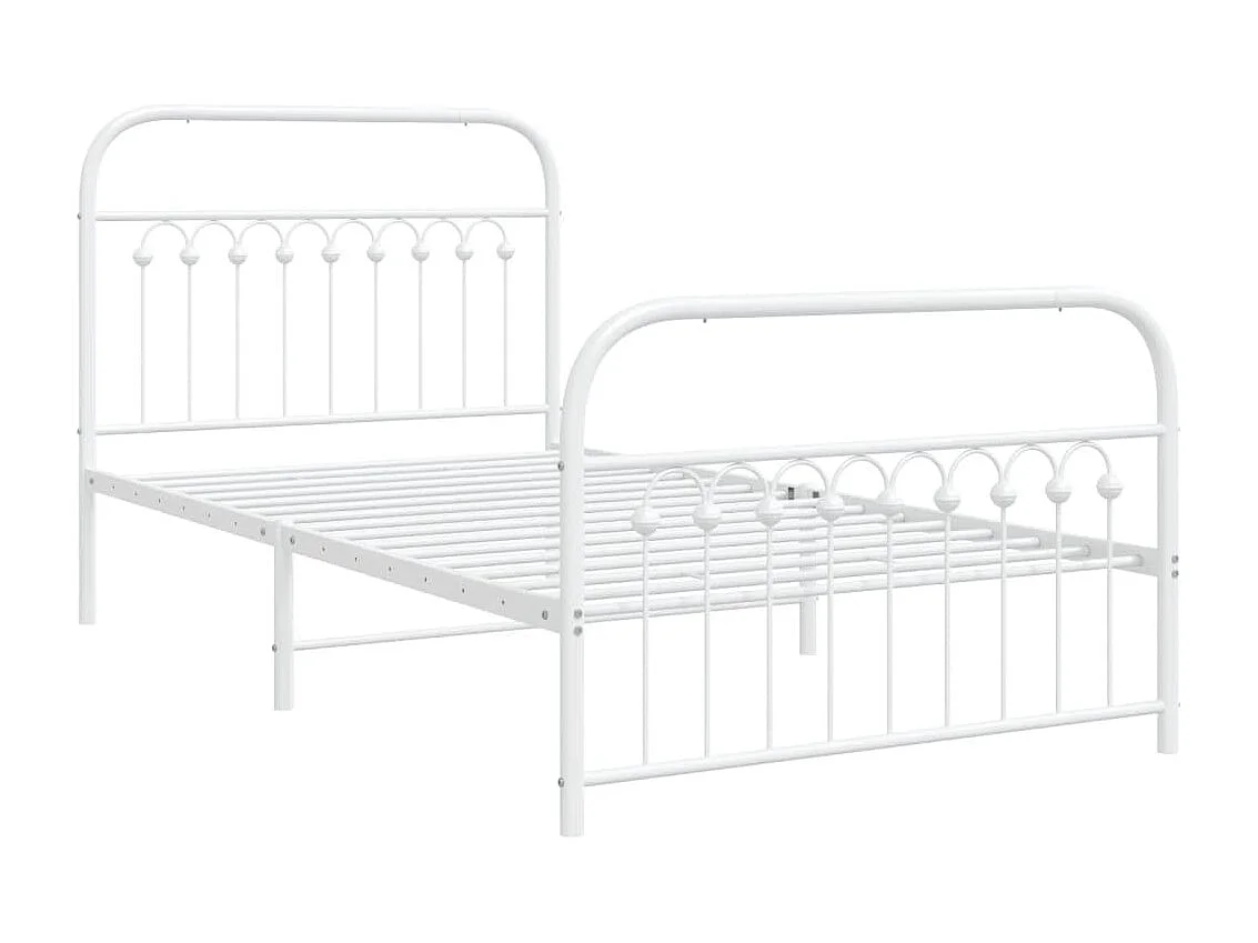 Cama com cabeceira e pés 100x200 cm metal branco PT167230
