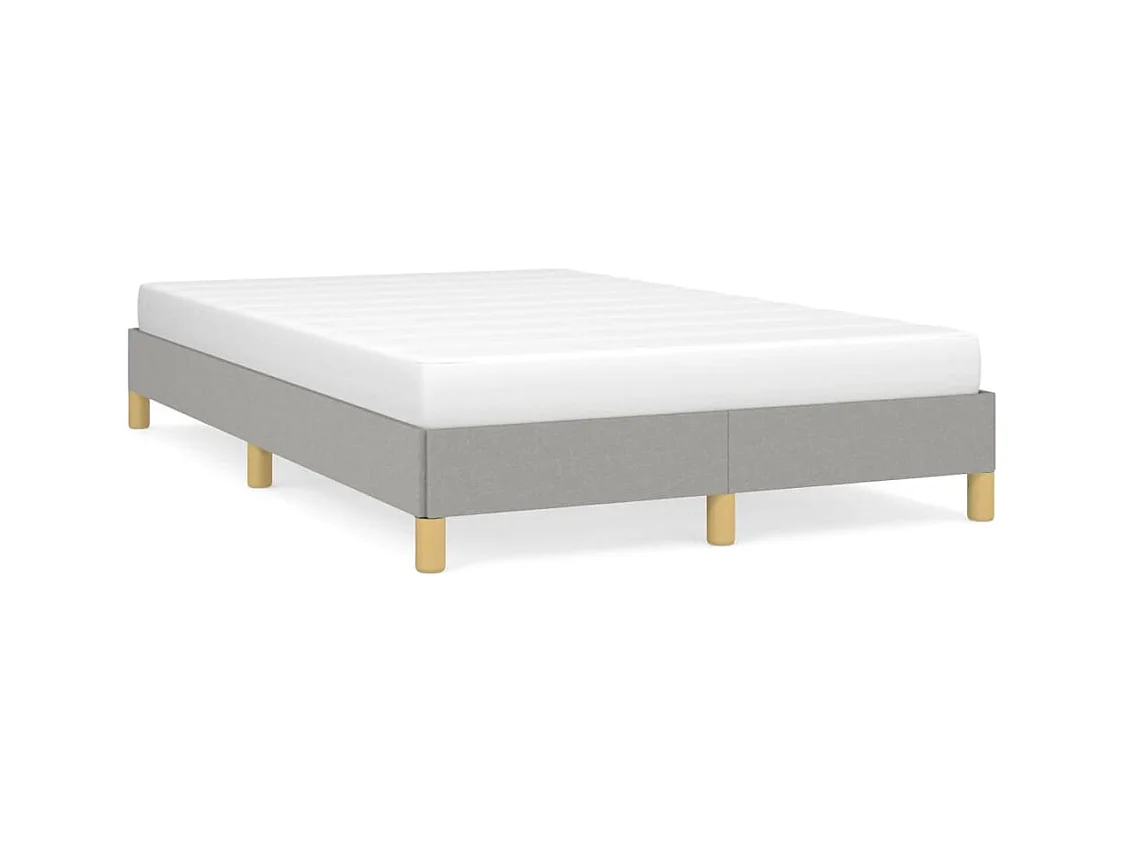 Lit double gris clair 120x190 cm tissu FR71115