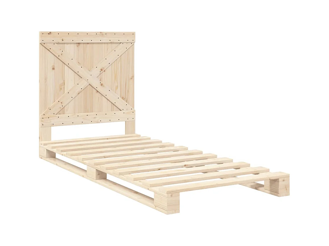 Lit simple + tête de lit 90x200 cm bois de pin massif FR71714