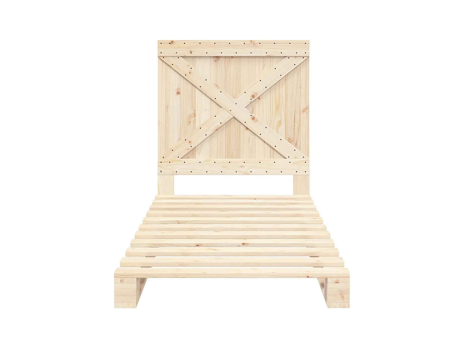 Lit simple + tête de lit 90x200 cm bois de pin massif FR71714