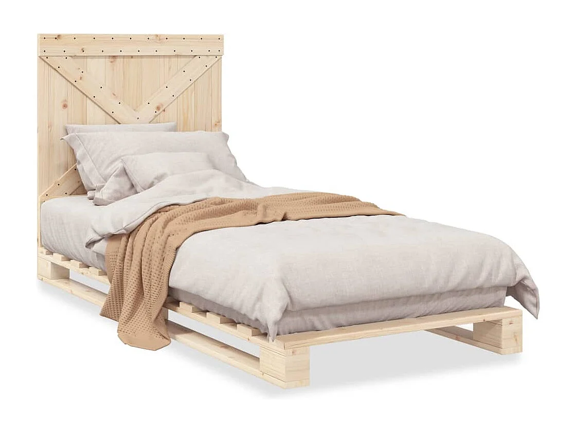 Cama com cabeceira 90x200 cm pinho maciço PT459445