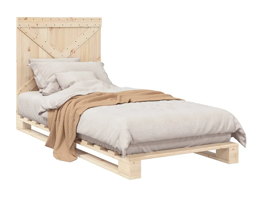 Cama com cabeceira 90x200 cm pinho maciço PT459445