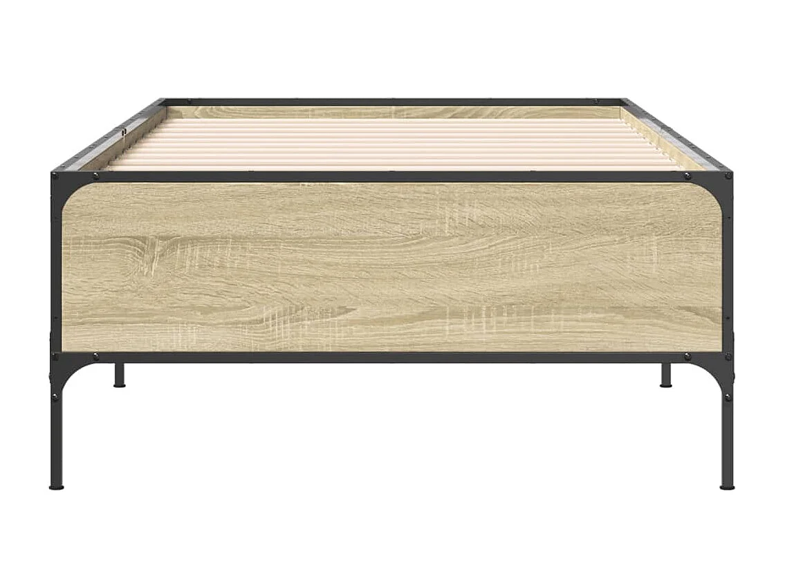 Cama 90x190 cm - madera ingeniería metal roble Sonoma ES415163