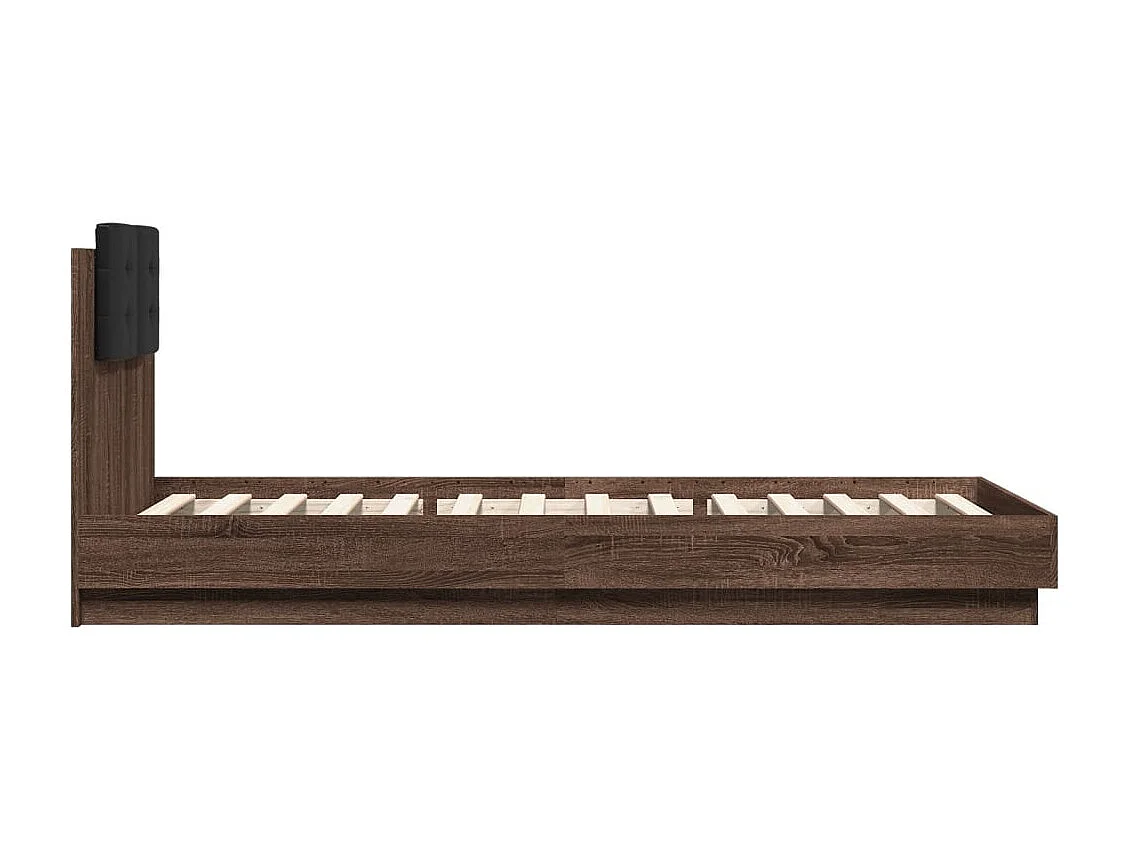 Cama 100x200 cm con cabecero madera de ingeniería marrón roble ES700313