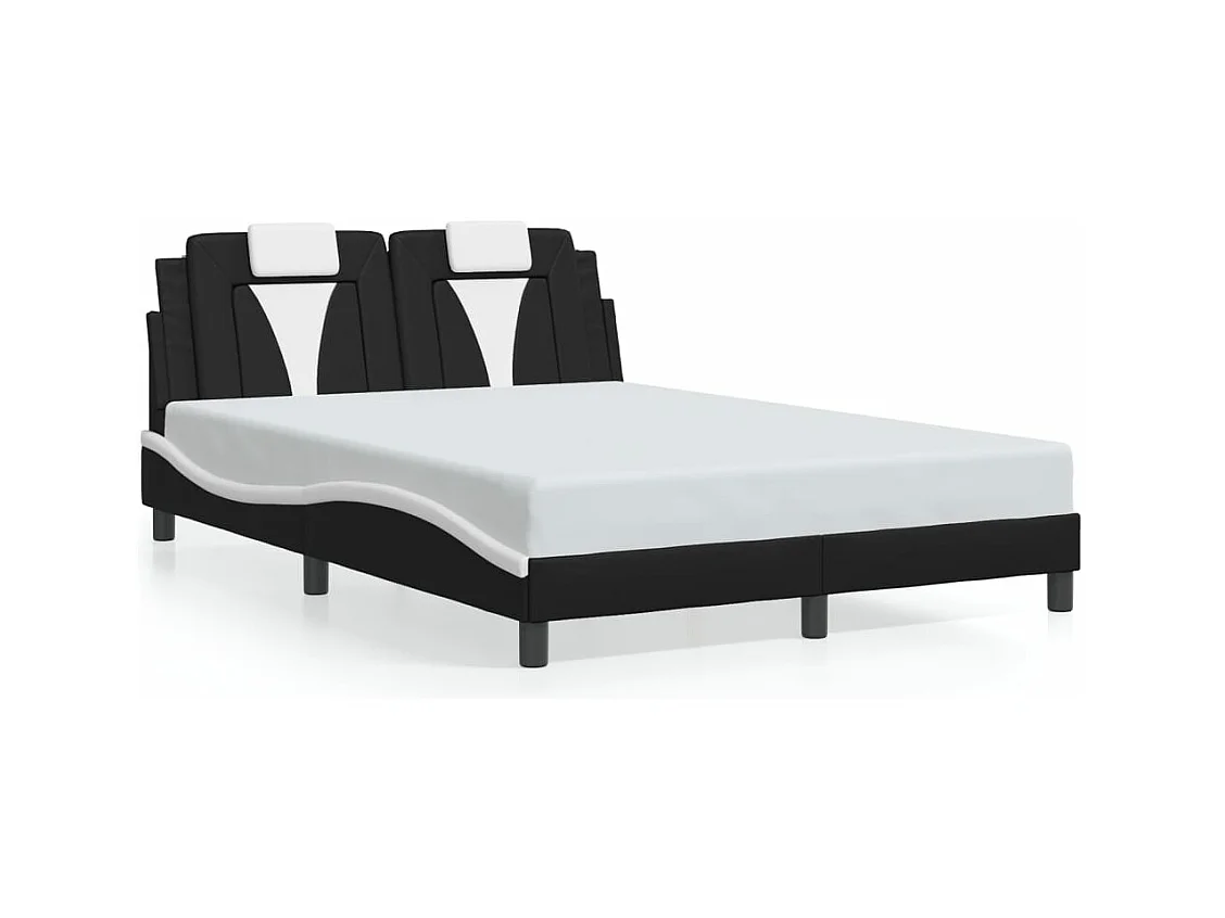 Bedframe met LED-verlichting kunstleer zwart en wit 140x200 cm BE762145
